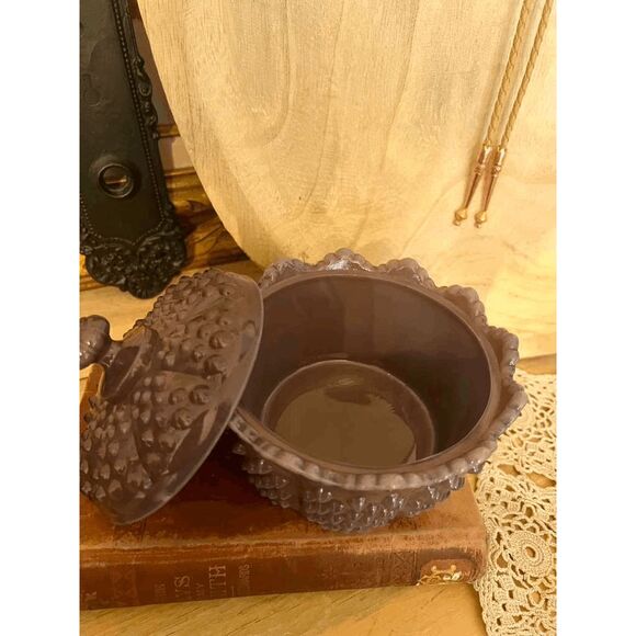 Mosser Glass Gigi Hobnail Butter Tub Eggplant Purple-Vintage Style Covered Dish - Picture 3 of 4